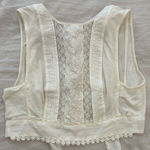 Free People White Lace Crop Top, Size S